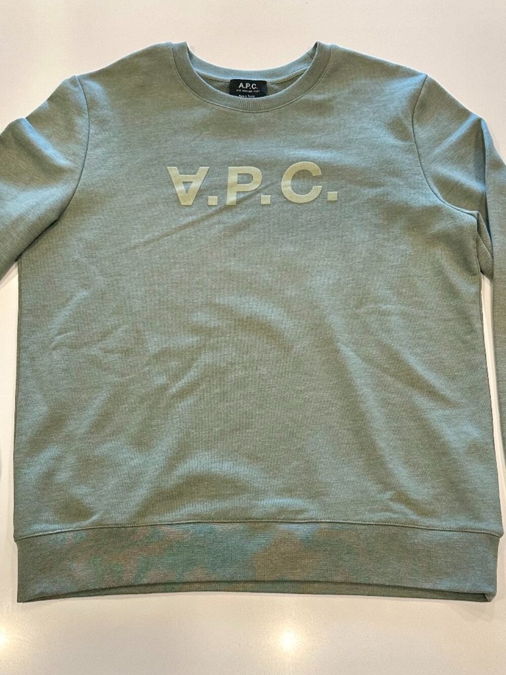 A.P.C. Logo Crewneck Sweatshirt, Green, Men's Size Large